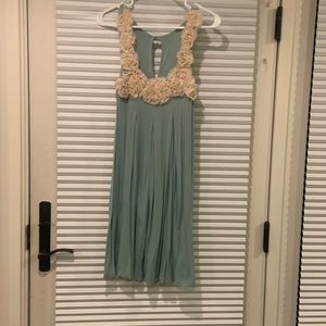 Pleated Teal Swing Dress